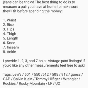 Measurement for jeans